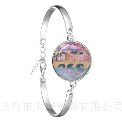 Classic Thank You Teacher Bracelet Red Heart Pattern 18mm Glass Dome Silver Plated Bangle Merci Maitresse Women Men Gif