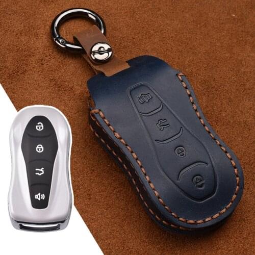 Leather Car Key Case Full Cover for Geely Boyue PRO Xingyue Smart Car Shell Keychain Keyring Accessories Protection Covers