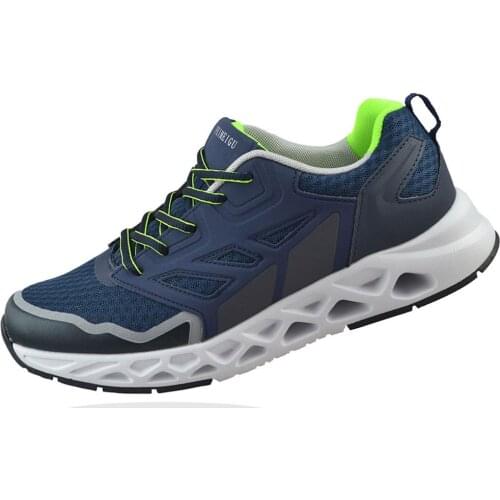 FEIMEIGU Men Elastic Sneakers Non Slip Trainers Running Jogging Walking Hiking Outdoor Athletic Workout Durable Shoes Blue Style