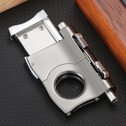 GALINER Cigar Cutter Built-in 2 Size Cigar Punch Locked Blades Luxury Metal Cutters Cigar Guillotine For COHIBA Cigars