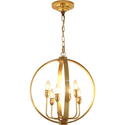 Brass copper lantern hanging pendant light fixture modern nordic 6 e14 lights ce rohs saa etl approved cage drop light