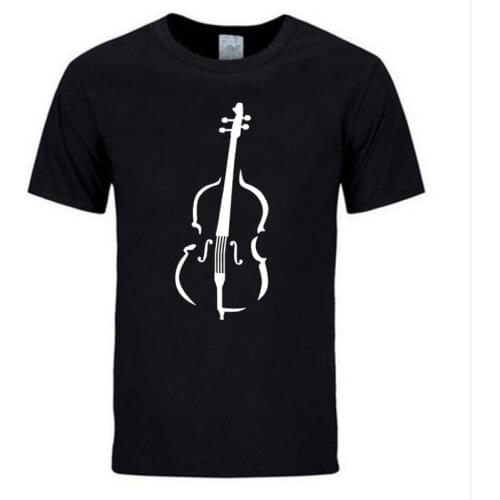 2019 summer Fashion casual streetwear Love Printed Mens Contrabass Cello T-Shirts Black cool music style hot sale