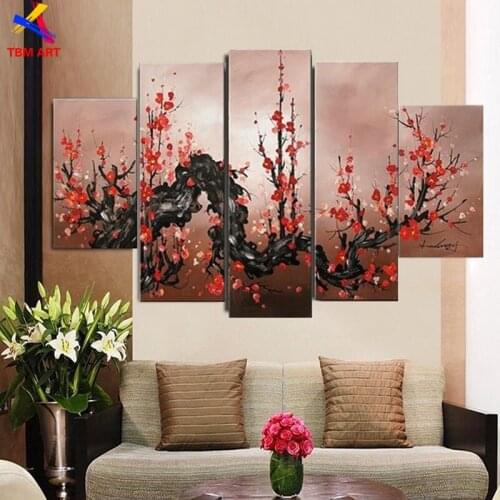 Chinese Style Blossoming Flower Picture Wall Art Modern Oil Painting On Canvas Decorative for Living Room No Frame JYJLV284