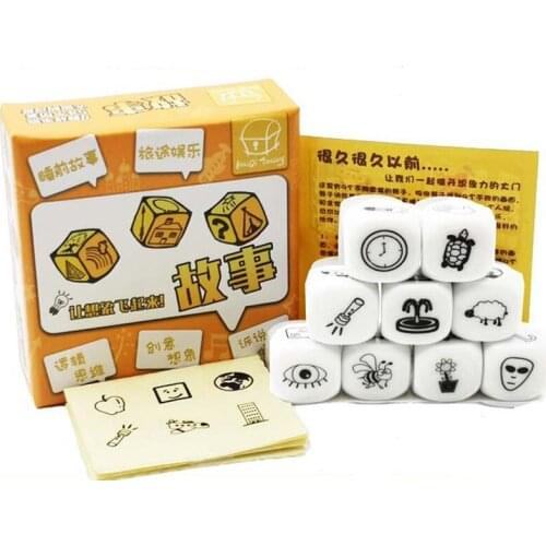 Party Games Story Dice Puzzle Board Game Telling Story Metal Boxes Family/Party/Friends Parents Children Funny Toys