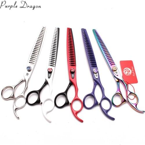 8" Purple Dragon Professional Pets Hair Clipping Shears Grooming Scissors 23 Teeth Fish Bone Thinning Shears Dog Scissors Z4004