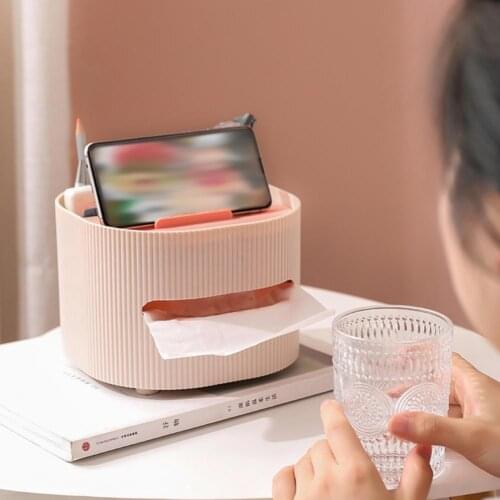 Creative Tissue Box with Lid Desktop Napkin Organizer Phone Remote Control Holder Napkin Organizer for Office Home Decor