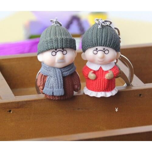 Couple Fashion Keychain Grandfather and Grandmother Dating/Anniversary/Party/Gift for Christmas, Halloween, New Year Key Ring