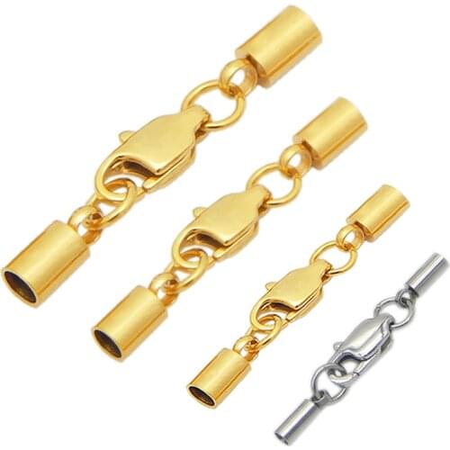 10pcs/lot 316L Stainless Steel Spring Lobster Clasps Hooks Necklace Connector Leather Cord Buckles DIY Jewelry Accessory
