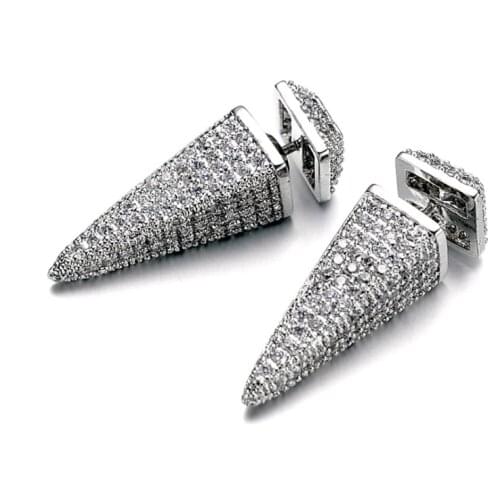 SALE 925 silver Europe Feather Crystal from Swarovskis new fashion creative cz Triangle cone Earrings micro hot jewelry