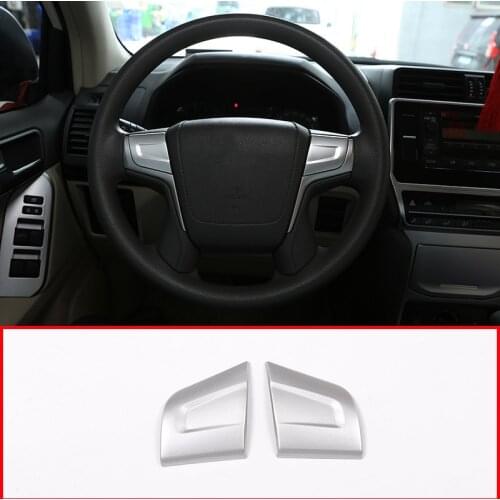 Silver ABS Steering Wheel Buttons Decorative Frame For Toyota Prado FJ150 2018 Car Accessories 2pcs/set