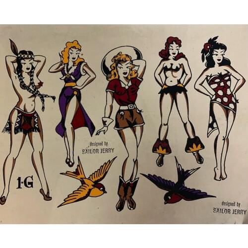 SAILOR JERRY TATTOO Art print Silk poster Home Wall Decor