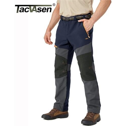 TACVASEN Outdoor Winter Fleece Mountain Hiking Pants Windproof Water Resistent Pants Mens Snow Ski Waterproof Softshell Pants