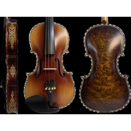 Strad style SONG master birds eye wood 4/4 violin,inlay shell and carving rib #14986