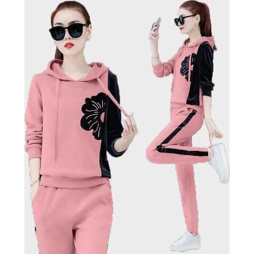 Trending Products 2020 Elegant Women Tracksuit Autumn Lady clothes set Korean style Hooded Leisure 2 piece set factory Outlet 44