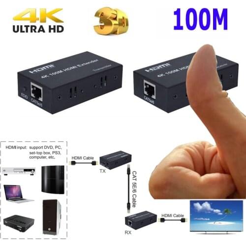 HD 4K 100M HDMI Extender RJ45 Ports to 100M HDMI 1.4 Extender Extension Over CAT 5e / 6 Cat5e/6 UTP LAN Ethernet Cable Converter