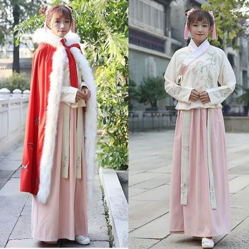 Embroidered/modified hanfu female qiu dong Ming system brought the ao skirt a chip Ru skirt long ao costume show suits
