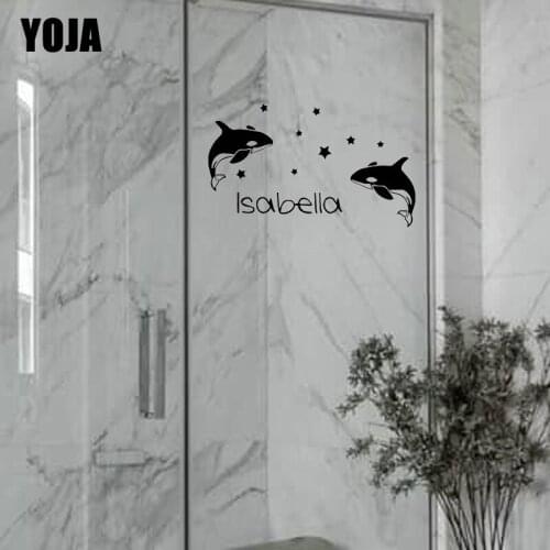 YOJA 18x30CM(One group)Childrens Room Dcoration Cute Whale Wall Sticker Bathroom Glass Decals G2-0489