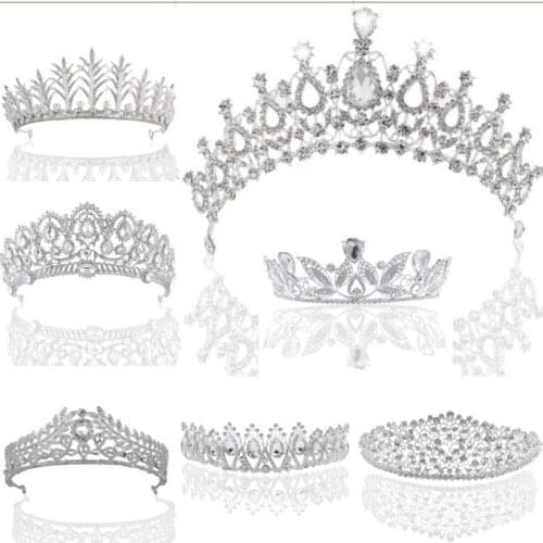 Silver Color Crystal Wedding Tiara Crown Queen women Bridal hair accessories Headpiece Hair Jewelry Bride Accessories headband