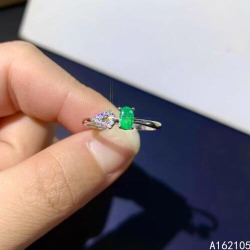 925 pure silver Chinese style natural Emerald womens luxury popular fresh oval adjustable gem ring fine jewelry support detecti