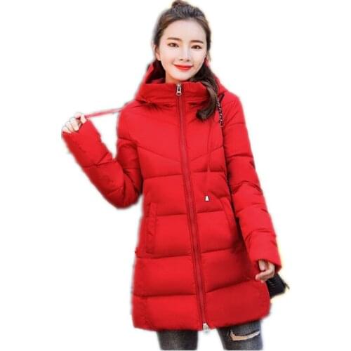 Winter Women Casual Jackets 2018Fashion Medium-Long Hooded Down Cotton Jacket Padded Lining Winter Coat Ladies Plus Size 3XLQ581