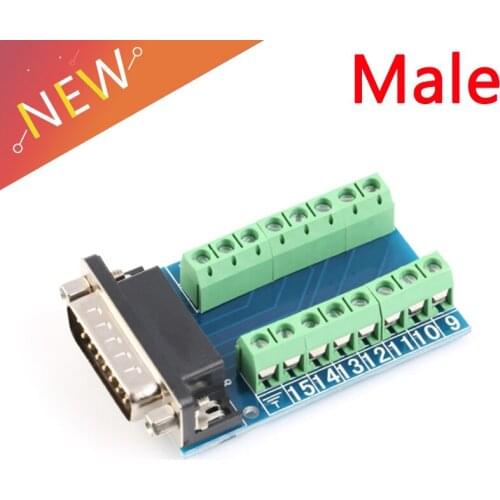 1/2/5/10/20Pcs D-SUB DB15 VGA Male 3Row 15Pin Plug to Terminal PCB Board Connectors