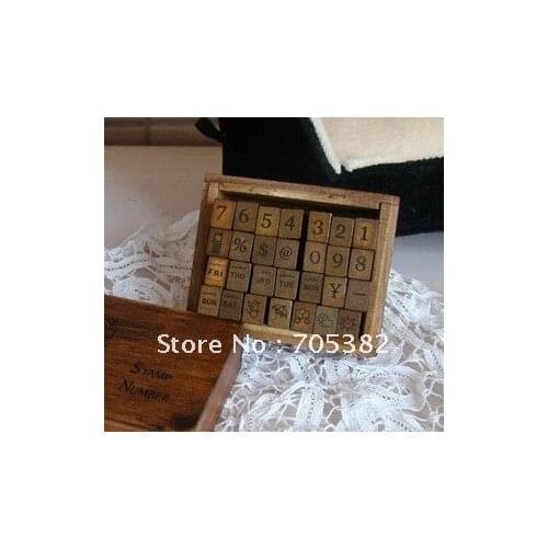 1set Number weather week wood stamp set Wood Box Multi-purpose Decorative stamps DIY zakka school supplies(ss-1114)