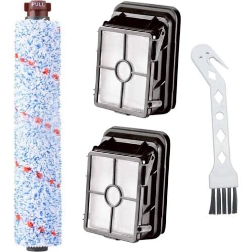 1 Pack Multi Surface 1868 Brush Roll and 2 Pack 1866 Vacuum Filter Compatible for Bissell Crosswave 1785 2306 Series