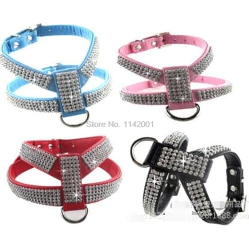 100Pcs/Lot Pet Control Harness For Dog Puppy Cat Soft Walk Collar Safety Strap Bling Vest