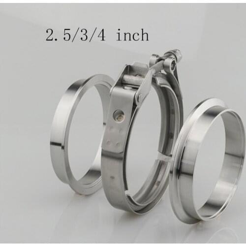2.5/3/4 inch V-Band Clamp Stainless Steel Exhaust Downpipe Clamp Flat Flange Assembly Car Accessories