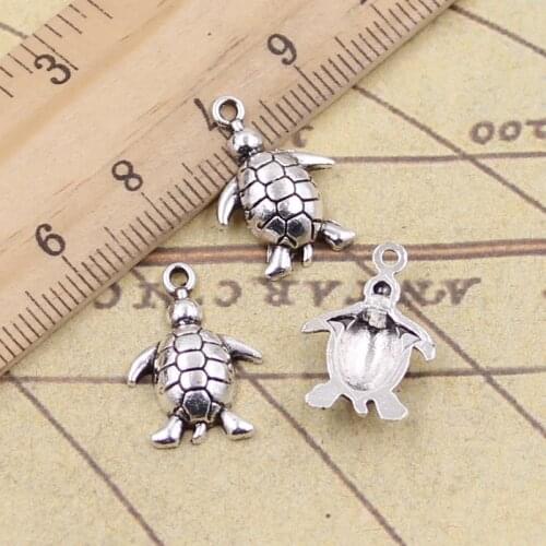 40pcs Charms Tortoise Turtle Sea 13x19mm Tibetan Pendants Antique Jewelry Making DIY Handmade Craft For Bracelet