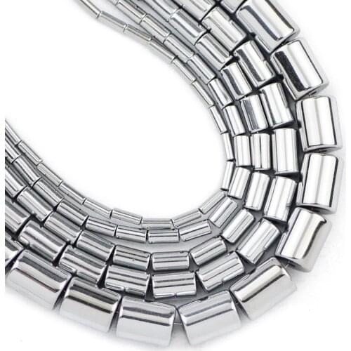 4x1/5x3/6x4/8x6MM Silvers Cylinder Round Hematite Natural Stone Spacers Loose Beads For Jewelry Making Diy Bracelets Necklace