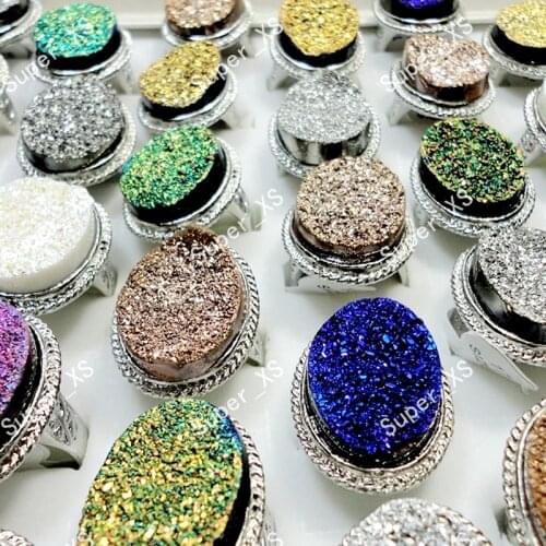 60Pcs al por Mayor Glitter Stone Silver Plated Rings for Women Whole Jewelry Lots Free Shipping RL163