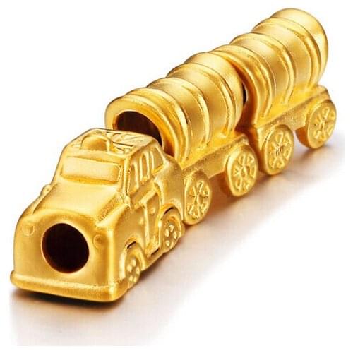 999 Solid 24K Yellow Gold Pendant 3D Train Bracelet 2.65g