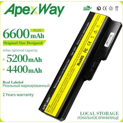 Apexway Laptop Battery 6cells 11.1v for Lenovo G430 G450 G530 N500 G550 L06L6Y02 L08L6C02 L08O6C02 L08S6C02 51J0226 L06L6Y02
