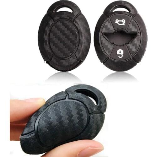 Car Soft Silicone Key Case Fob Cover For Mini Cooper S R50 R53 -Carbon Fiber Pattern Key Case For Car