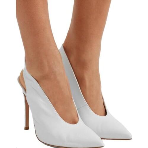 White Elegant New slingback shoes pointed toe sexy stiletto shoes spring fall fashion high heels dinner shoes wedding shoes