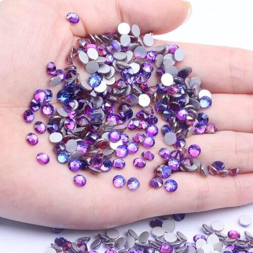 Non Hotfix Round Flatback Purple Velvet Crystal Rhinestones Nail Supplies For For Nails Art Decoration DIY 3D Jewelry Making