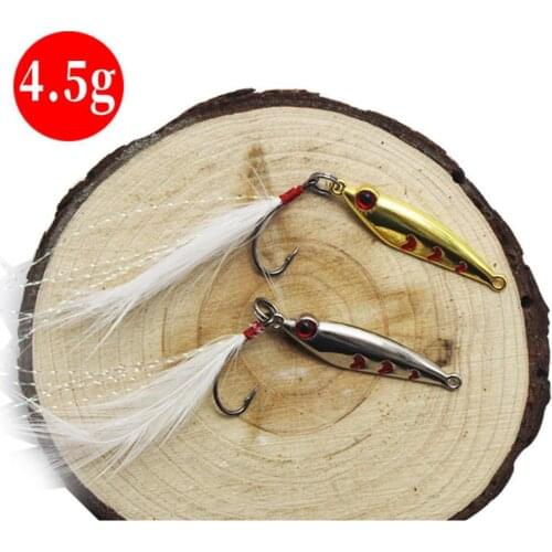 Spinner Spoon Fishing Lures 4.5g Gold Silver Artificial Bait With Feather Plus Treble Hook Fishing Accessories Hot Sale