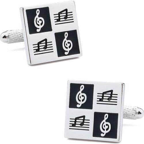 Brand HAWSON Gift Craft Music Style Black Enamel Cufflinks with Free Luxury Gift Box