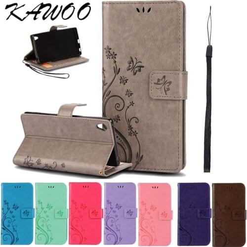 Butterfly Flower Patterned PU Leather Wallet Case Cover For Sony Xperia XZ2 XZ1 Z3 Mimi Z5 E5 XA Z3 Z5 Mini XA1 Phone Capa Coque