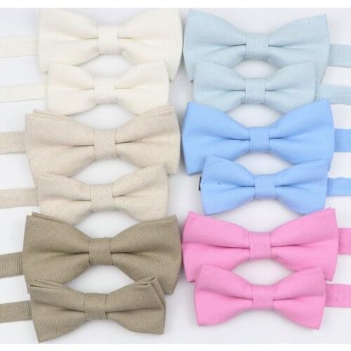 New Light Color Parent-Child Bow Tie Cotton Kids Men Casual Butterfly Cravat White Blue Pink Bowtie Wedding Dinner Accessory