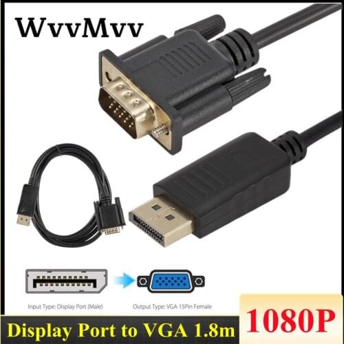 1.8m DisplayPort DP to VGA Converter Cable Converter Audio Video Cord Wire Line for Projector Computer