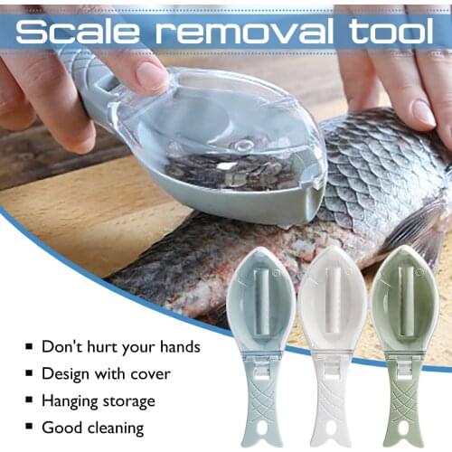 2PC Fish Skin Brush Scraping Fishing Scale Brush Graters Fast Remove Fish knife Cleaning Peeler Scaler Scraper With Knife Device