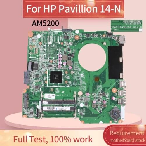 U93 Laptop motherboard For HP Pavillion 14-N 14' Inch AM5200 Notebook Mainboard DA0U93MB6D0 REV:D DDR3