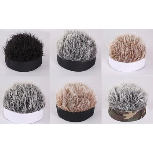 Men Outdoor Sports Fake Flair Hair Sun Visor Hat With Spiked Hairs Wig Peaked