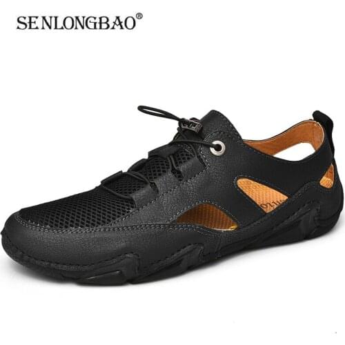 2021 New Mens Casual Shoes Fashion Comfortable Mens Shoes High Quality Mesh Summer Men Sandals Handmade Flat Shoes Size 38-48