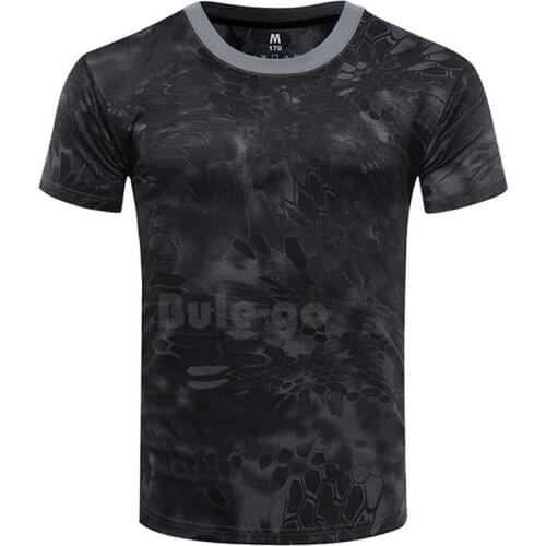 Men Outdoor Camouflage Shirts Camping Tactical T-shirts Hiking Hunting Quick Dry Short Sleeve Army Camo Military Shirts M-XXXL