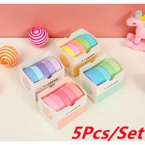 5PCS/Set Retro Solid Color Basic Decoration Washi Tape Set DIY Scrapbook Cute Sticker Kawaii Masking Tape School Supplies