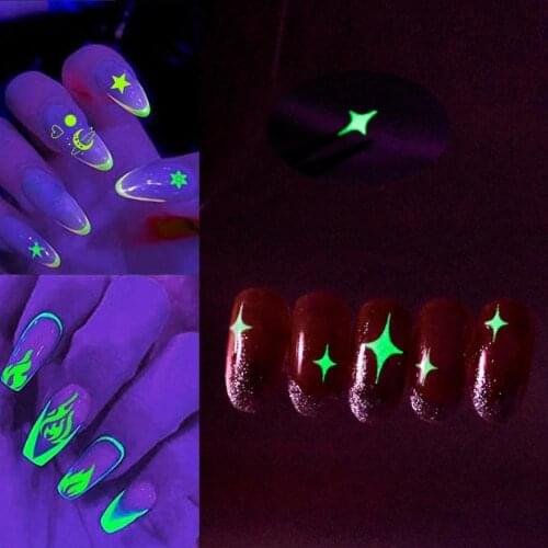 3Pcs/Set Nail Stickers Various Shapes DIY Good Adhesion Manicure 3D Heart Star Luminous Nail Decals for Beauty