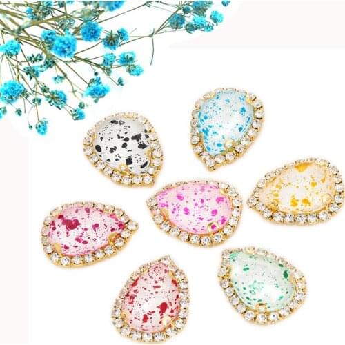 New Arrival Sewn Rhinestones Teardrop Crystals For Needlwork 10x14/13x18mm Glass Gold/Silver Bottom Clothes DIY Materials Decor